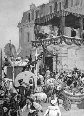 Grasse carnival passing the Grand Hotel 1891