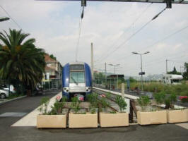 From the new station towards Cannes with the landmark chimney