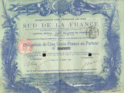 An early share certificate with spledid artwork