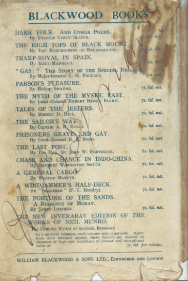 The rear cover of the first edition from 1935
