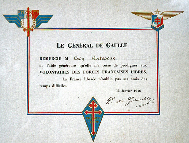 Certificate signed by General de Gaulle