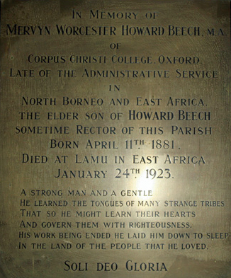 Memorial to Mervyn Beech - St Mary's Church, Great Bealings