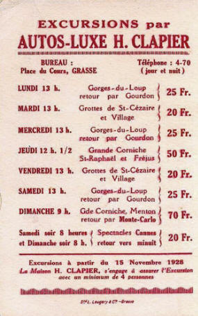 1928 Grasse taxi company advert