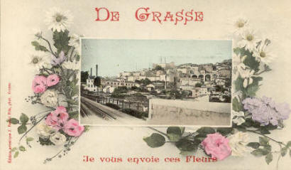 An early postcard view of Grasse taken from the eastern end of the bridge