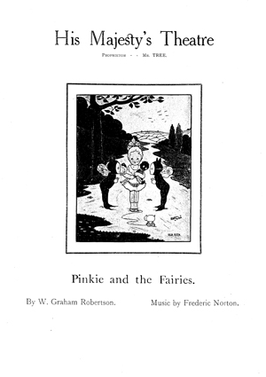 Pinkie and the Fairies - 1908 first night programme - view the complete programme in pdf format