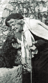 In later life with spaniel Gamine